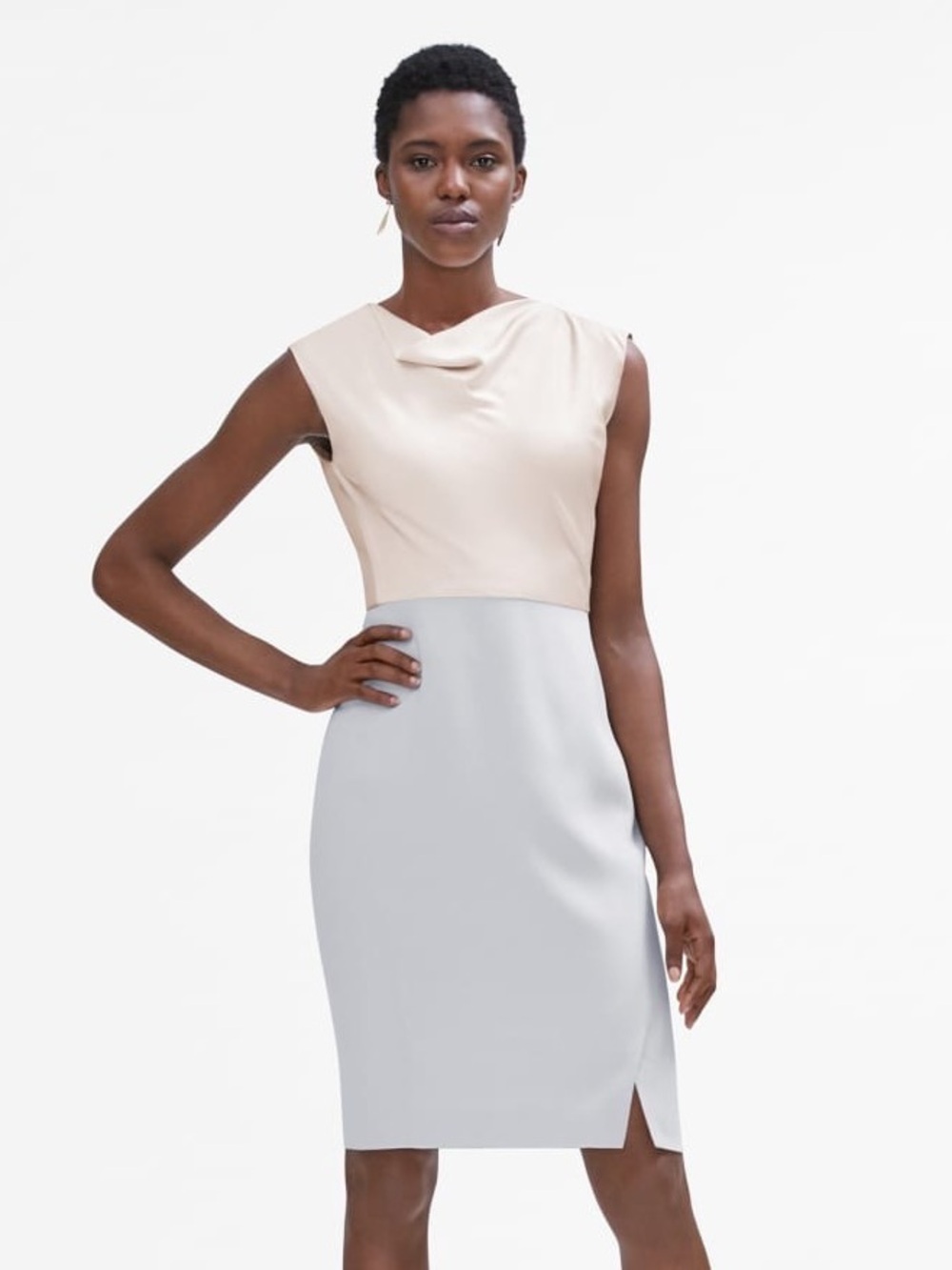 M.M. Lafleur The Lisa Dress Sleeveless Sheath Birch/Mist